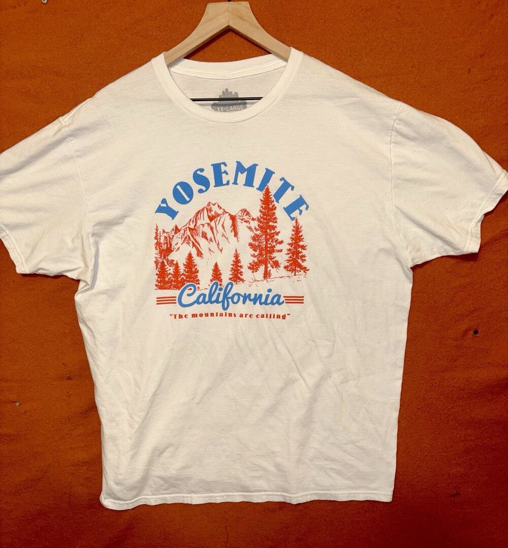 yosemite national park t shirt XXL Short Sleeve White Mountain Graphic